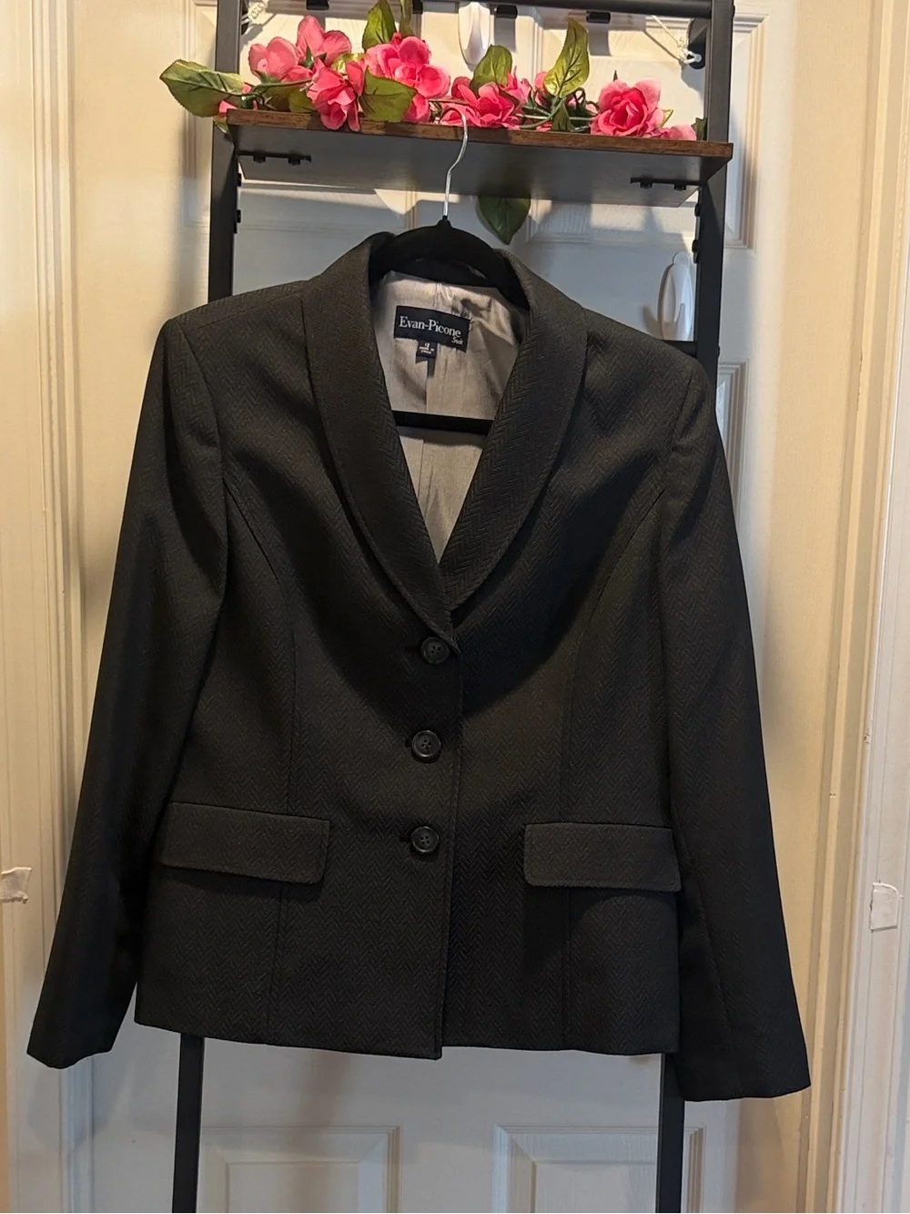 Evan Picone Charcoal Notch-Lapel Blazer Office Wear Church Career Minimalist